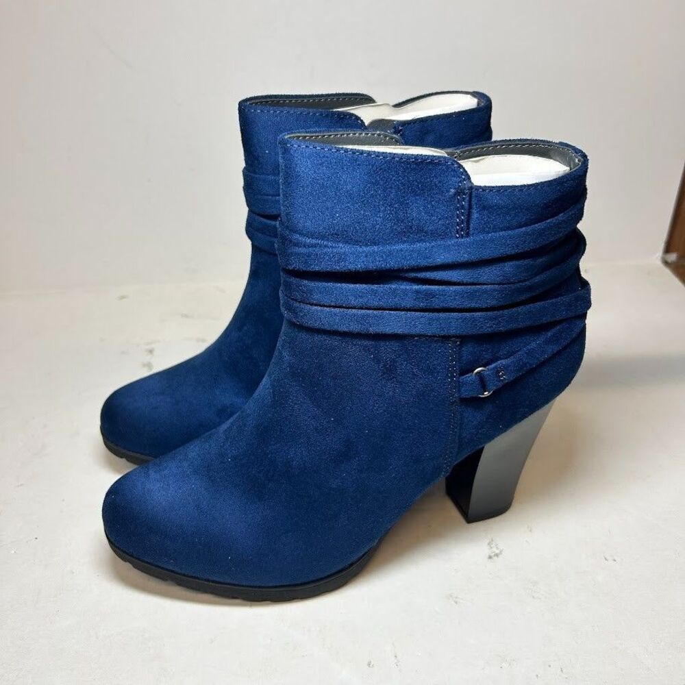 White Mountain Womens 6.5 W Midnight Blue Spade Zip Up Ankle Booties NIB LZ1 - Picture 2 of 4